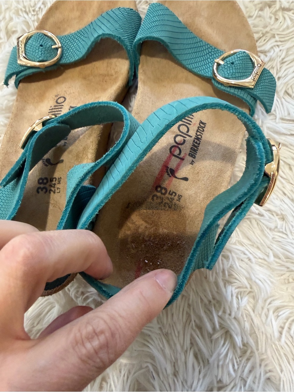 Papillio by Birkenstock Soley Leather Wedge Sandal -Size 38 US 7/7.5 -Biscay Bay - Picture 9 of 10